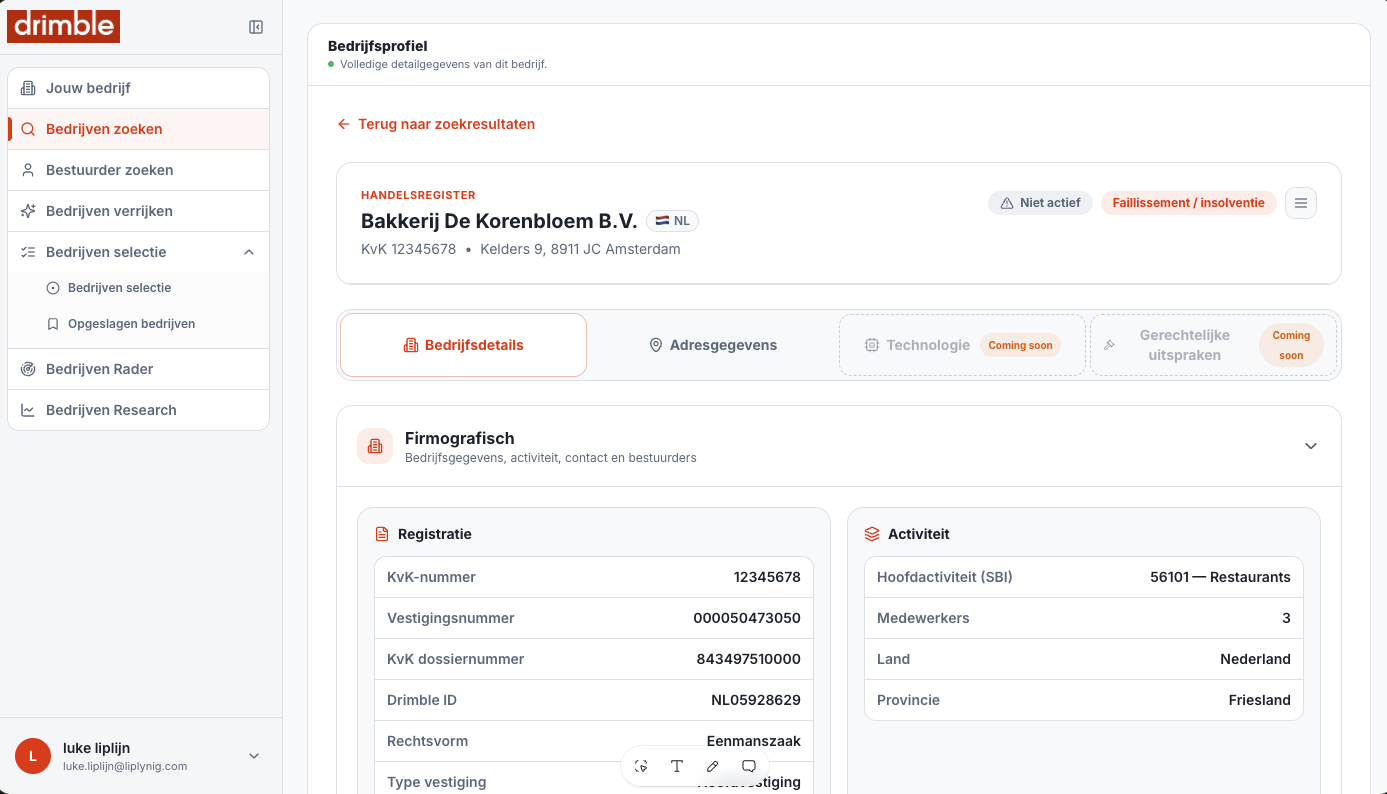 Company profile screenshot